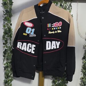 Fashion Nova Black and Tan Varsity Jacket